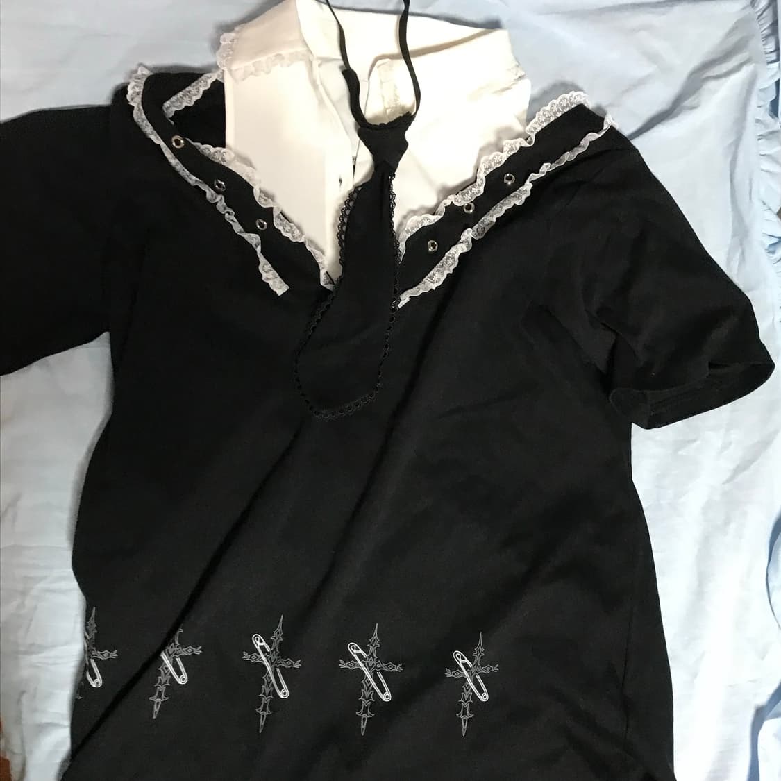 중브 펑크 고스룩 중성계 반팔 빈티지 티셔츠 넥타이 y2k 상품이미지3