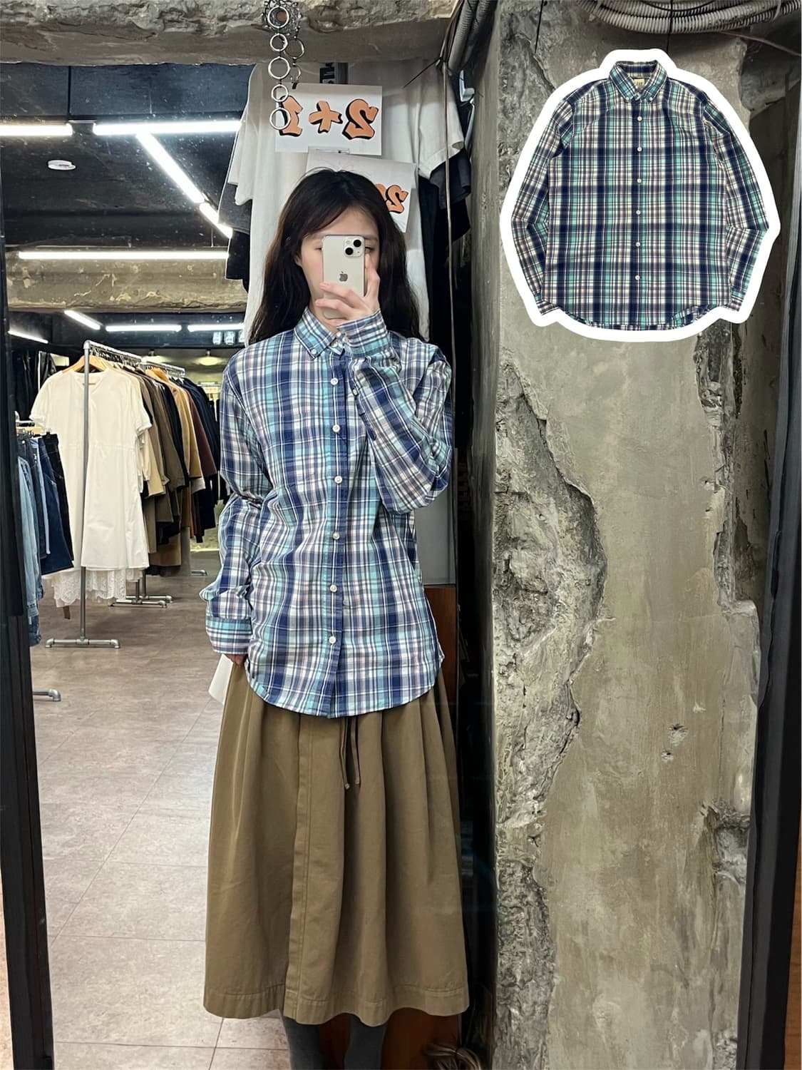 갭 체크 포켓 셔츠 블루 S #csz3971 상품이미지1