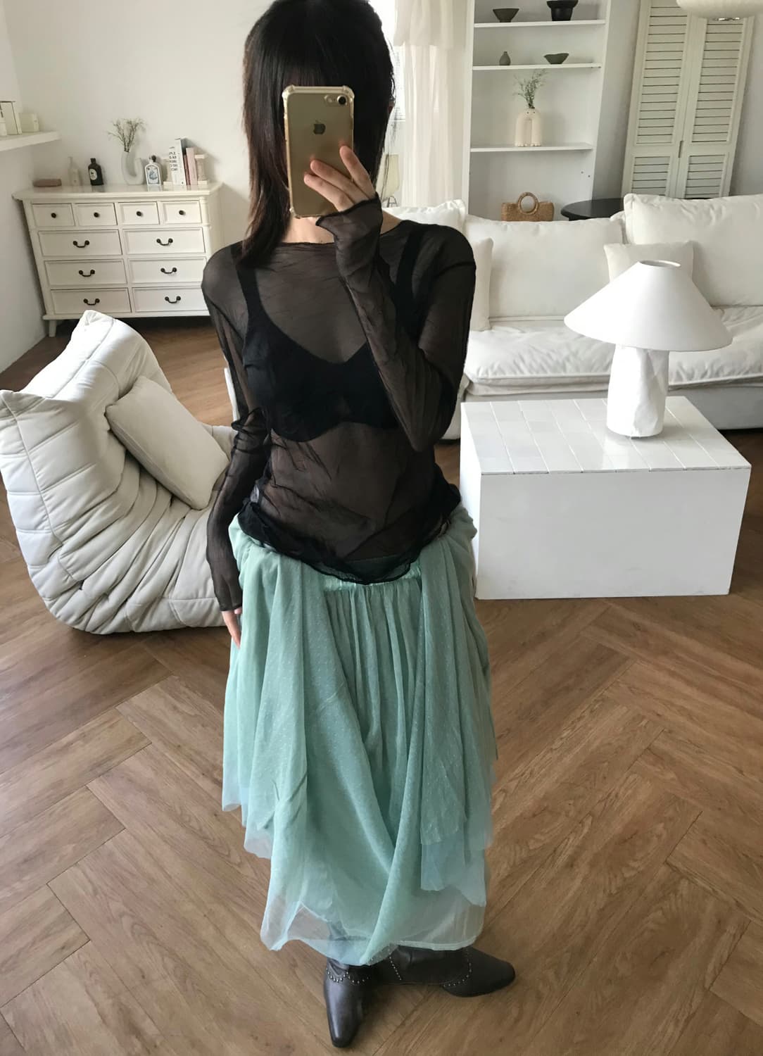 vintage black mash top 상품이미지1