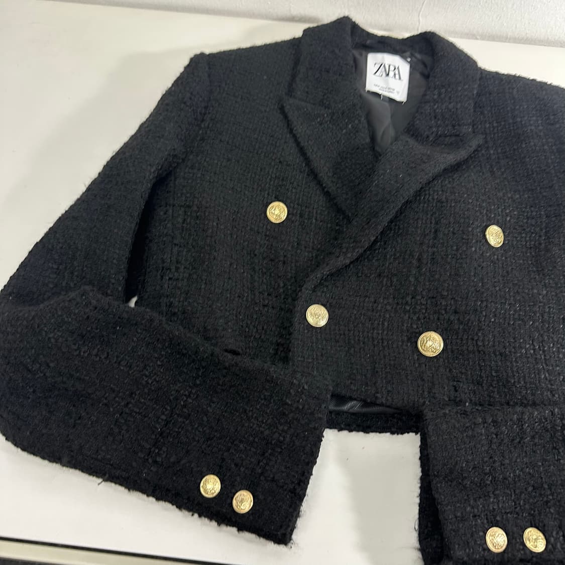 우먼M 자라 블랙 더블 크롭트위드자켓 상품이미지2