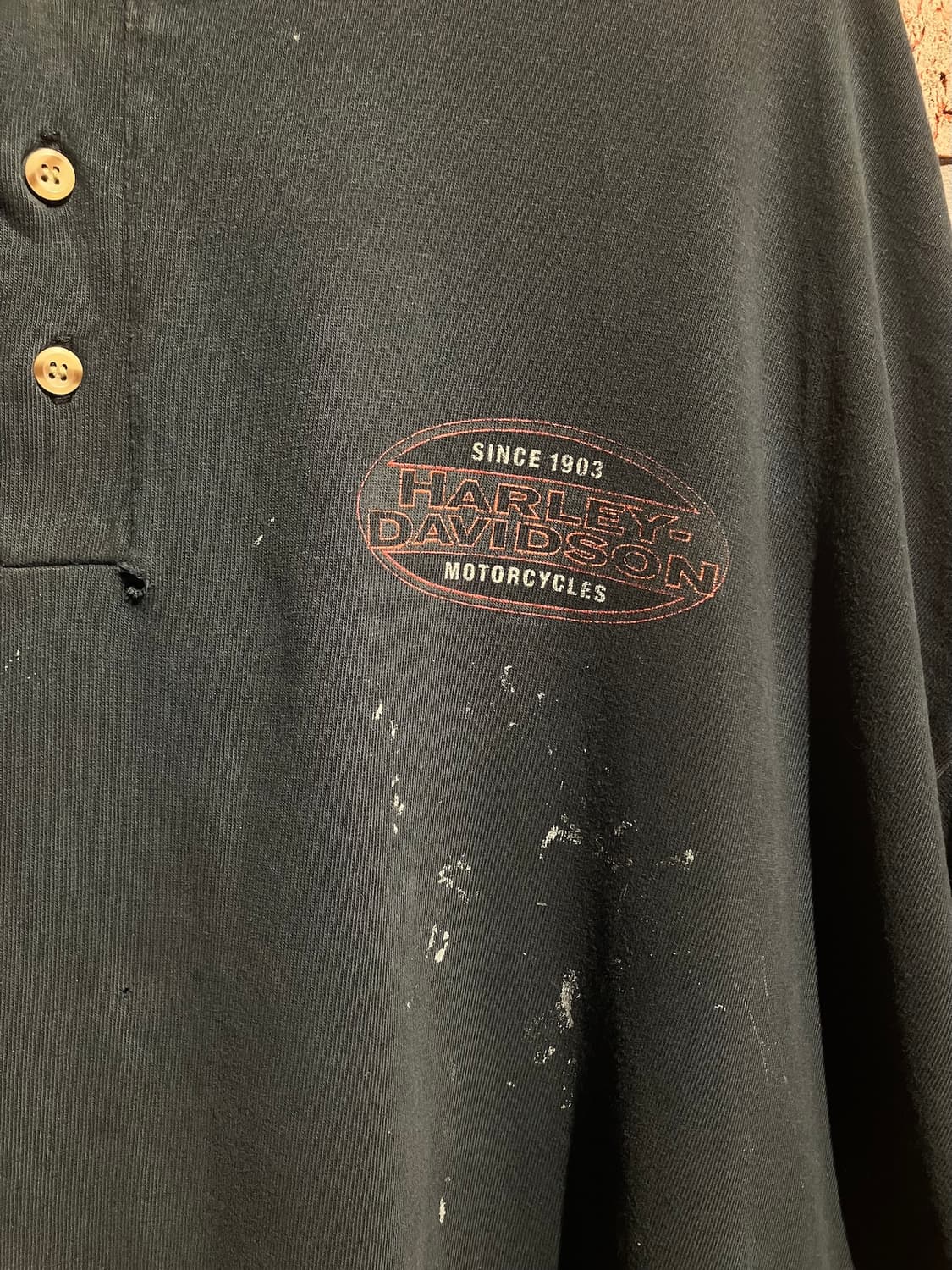 3XL 90s USA 빈티지 할리 데이비슨 헨리넥 반팔 티셔츠 상품이미지3