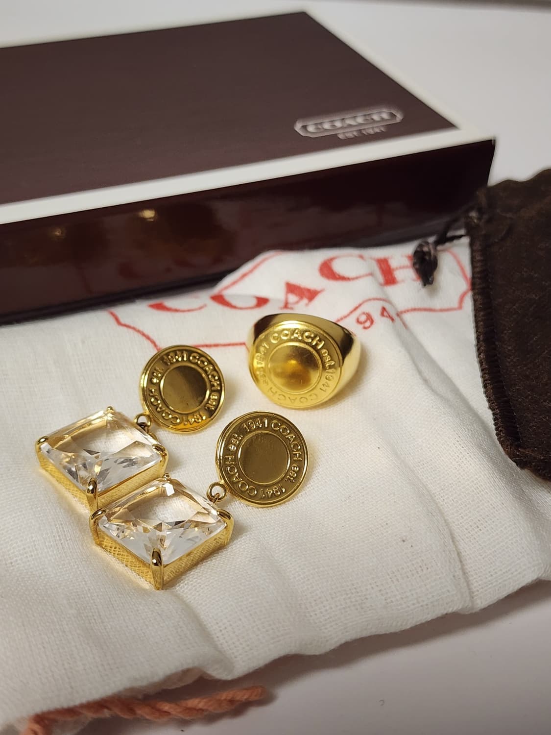 정품 코치 시그니처 귀걸이 및 반지 세트 상품이미지2