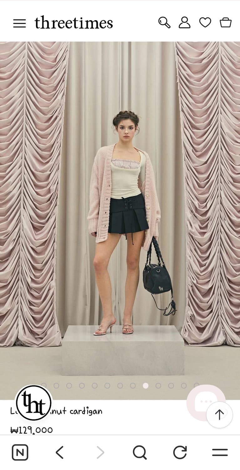 [새상품] 쓰리타임즈 루즈 피넛 가디건 벚꽃핑크 상품이미지1