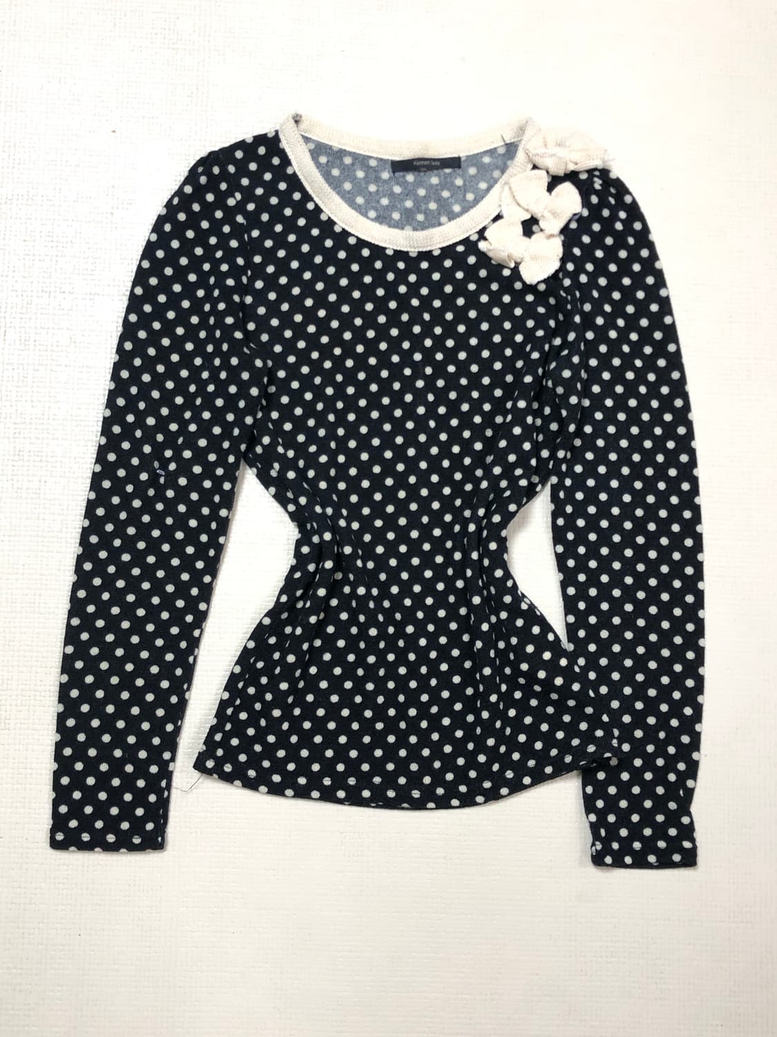 빈티지 블랙 도트 리본 탑 상품이미지9