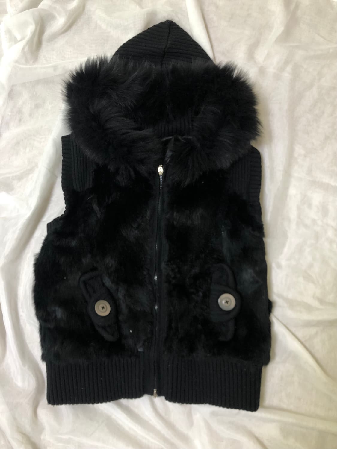 리얼퍼 조끼 와투케 펑크 핀터깔 리얼퍼 래빗퍼 폭스퍼 상품이미지3