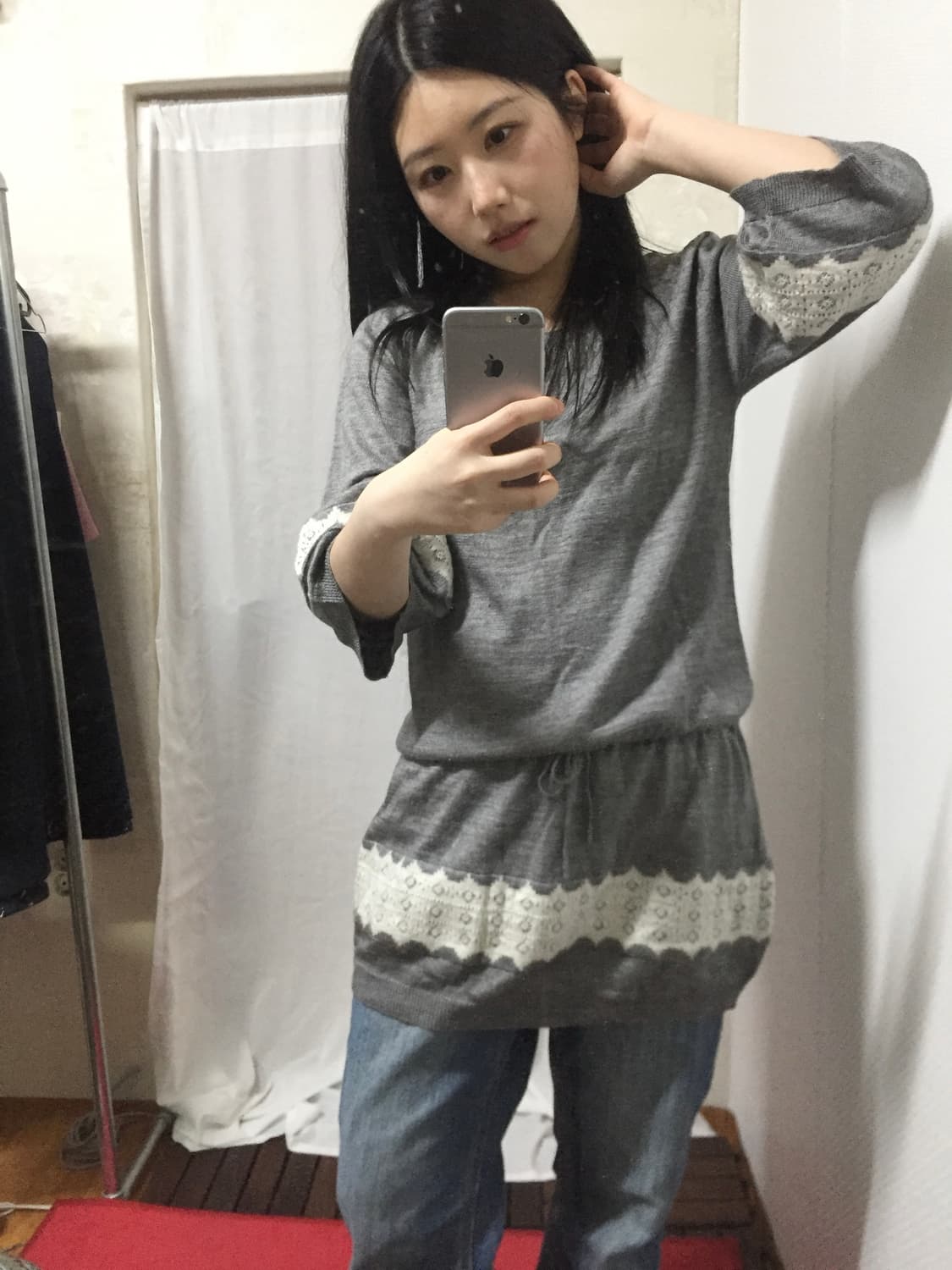 vintage crochet gray dress 상품이미지1