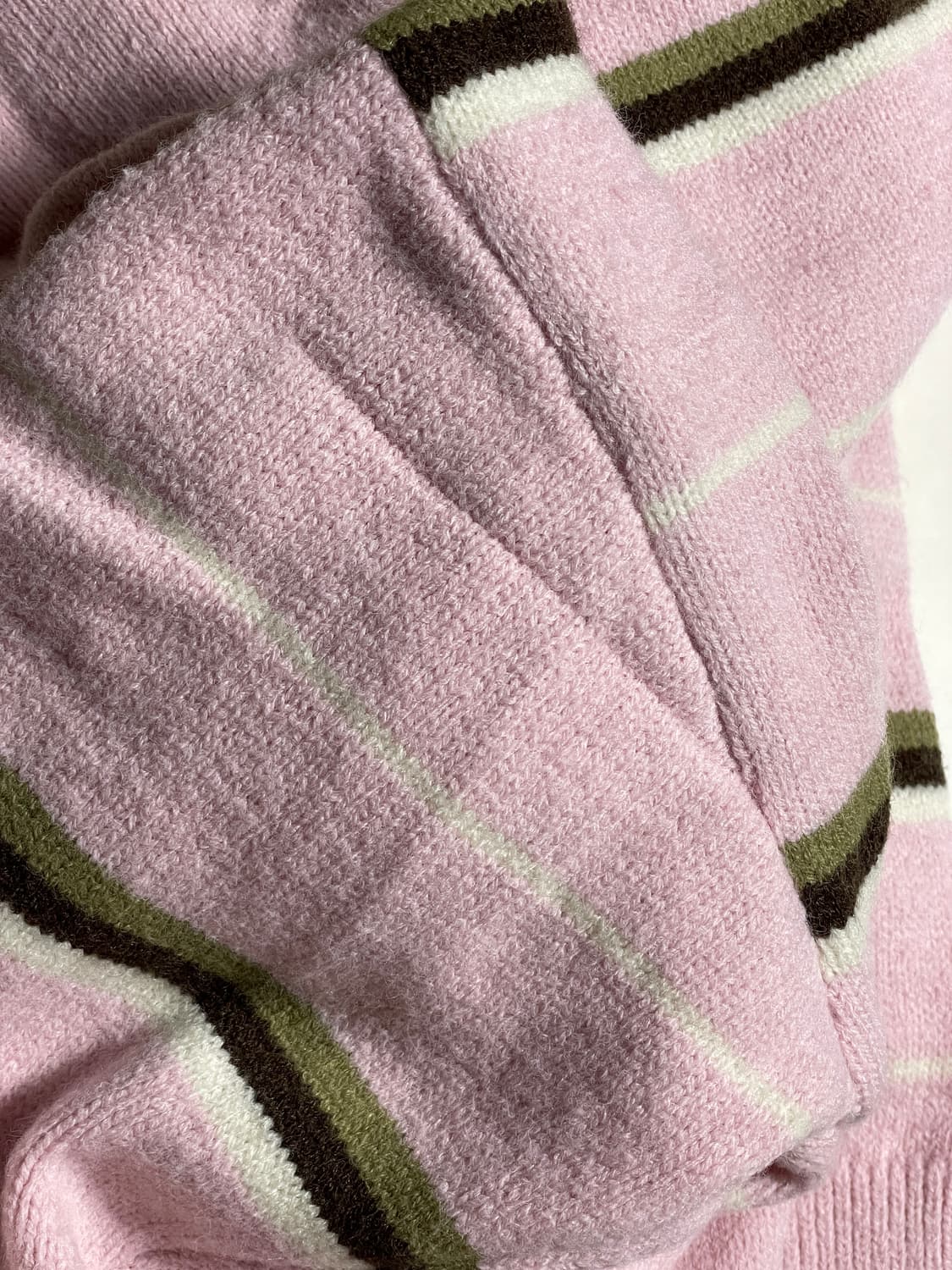 멜로토리 스트라이프 니트 카라 티셔츠 핑크 상품이미지3