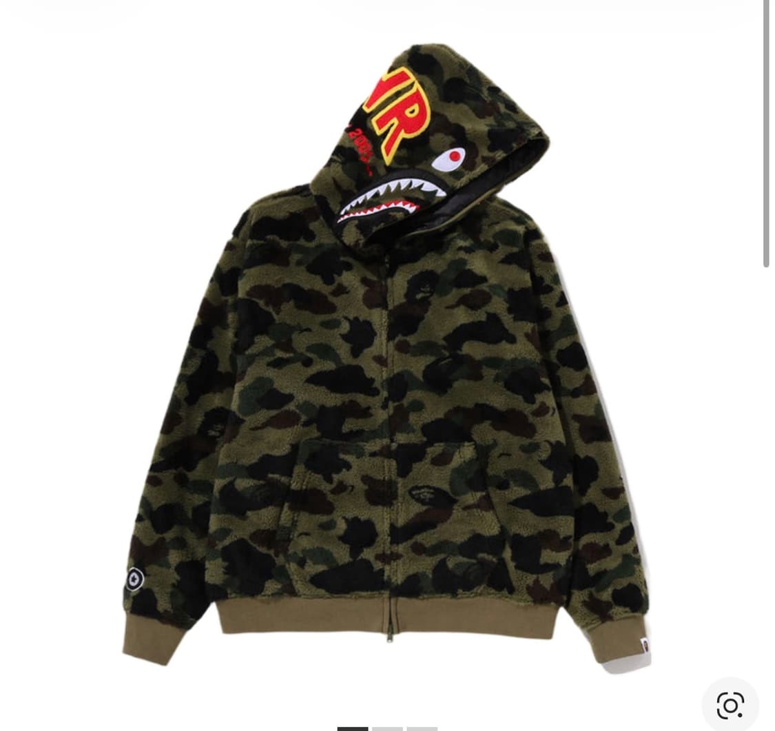 베이프 퍼스트 카모 세컨드 샤크 보아 후드 자켓 그린 새상품 판매해여 상품이미지1