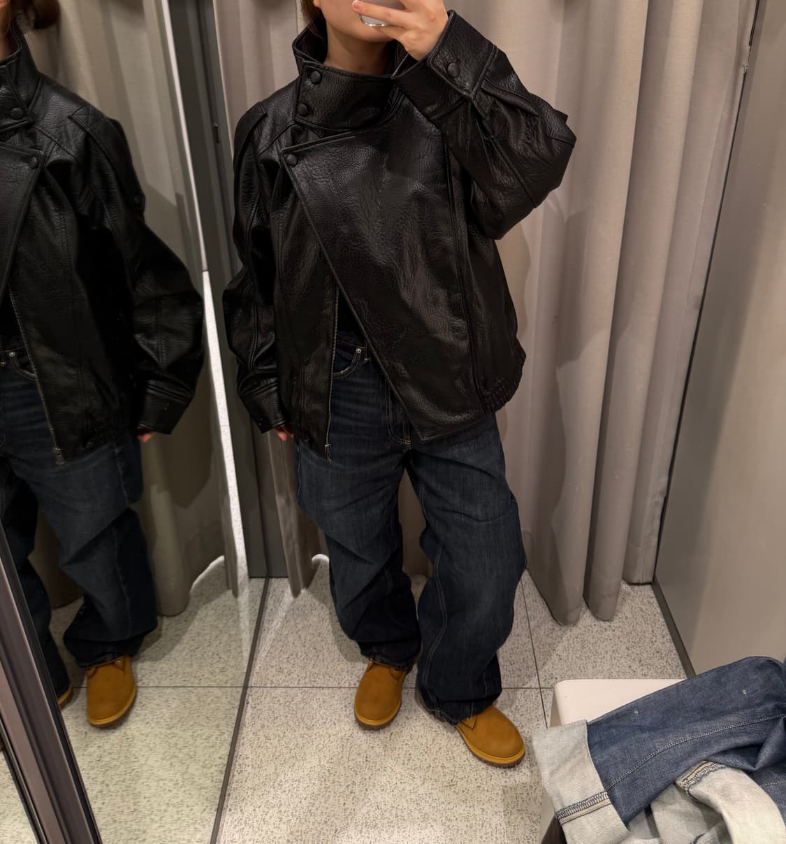 자라 가죽 자켓 (xs) 생로랑 무드 상품이미지2