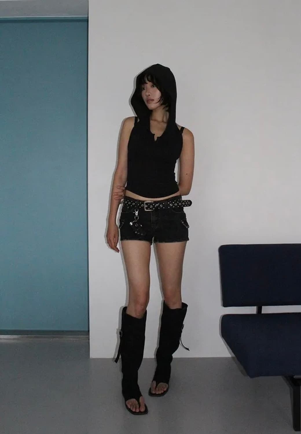 y2k 데님 숏팬츠 흑청 상품이미지2