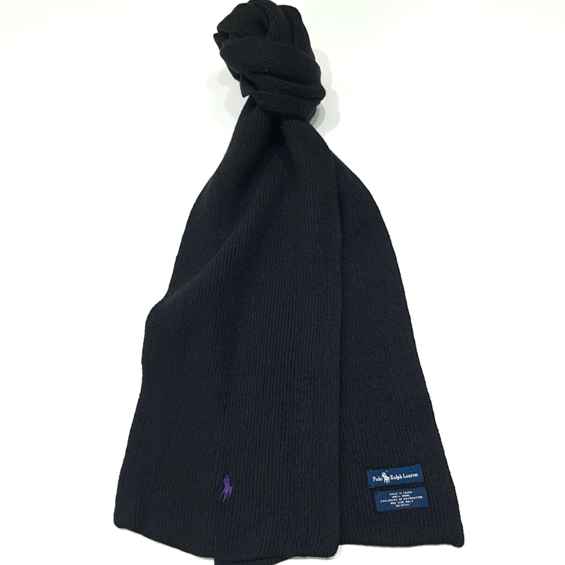 MX572 폴로 00s 울 리브드 퍼플 포니 블랙 머플러 목도리 상품이미지2