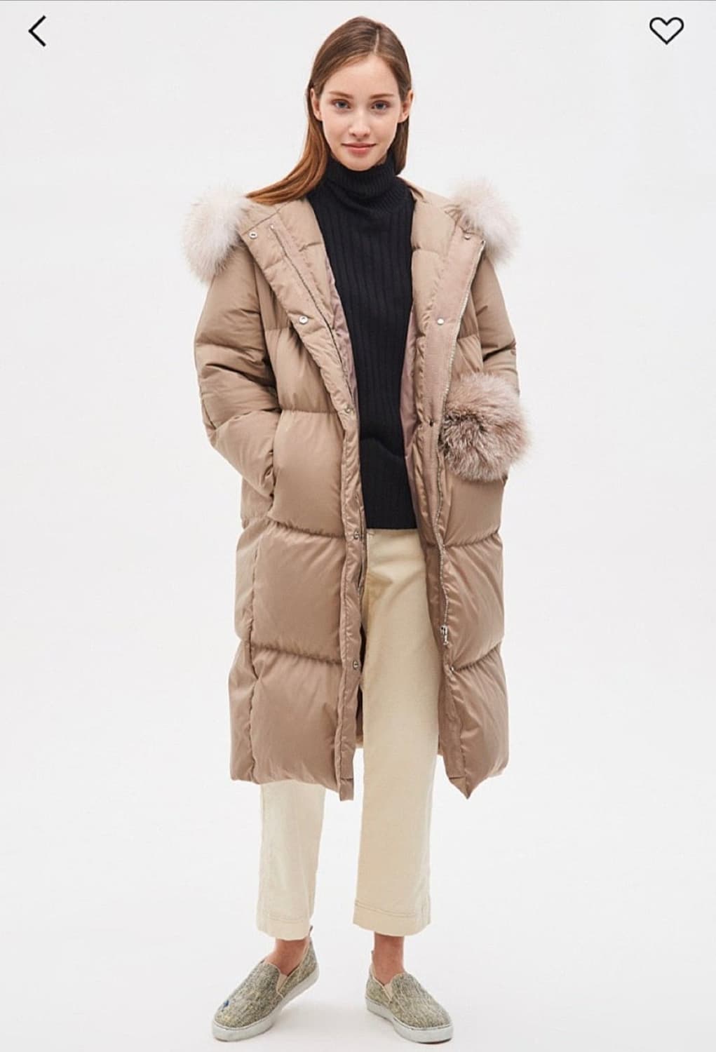 (베이지색상 판매)마인 폭스후드퍼 구스다운 패딩 44~55사이즈 상품이미지2