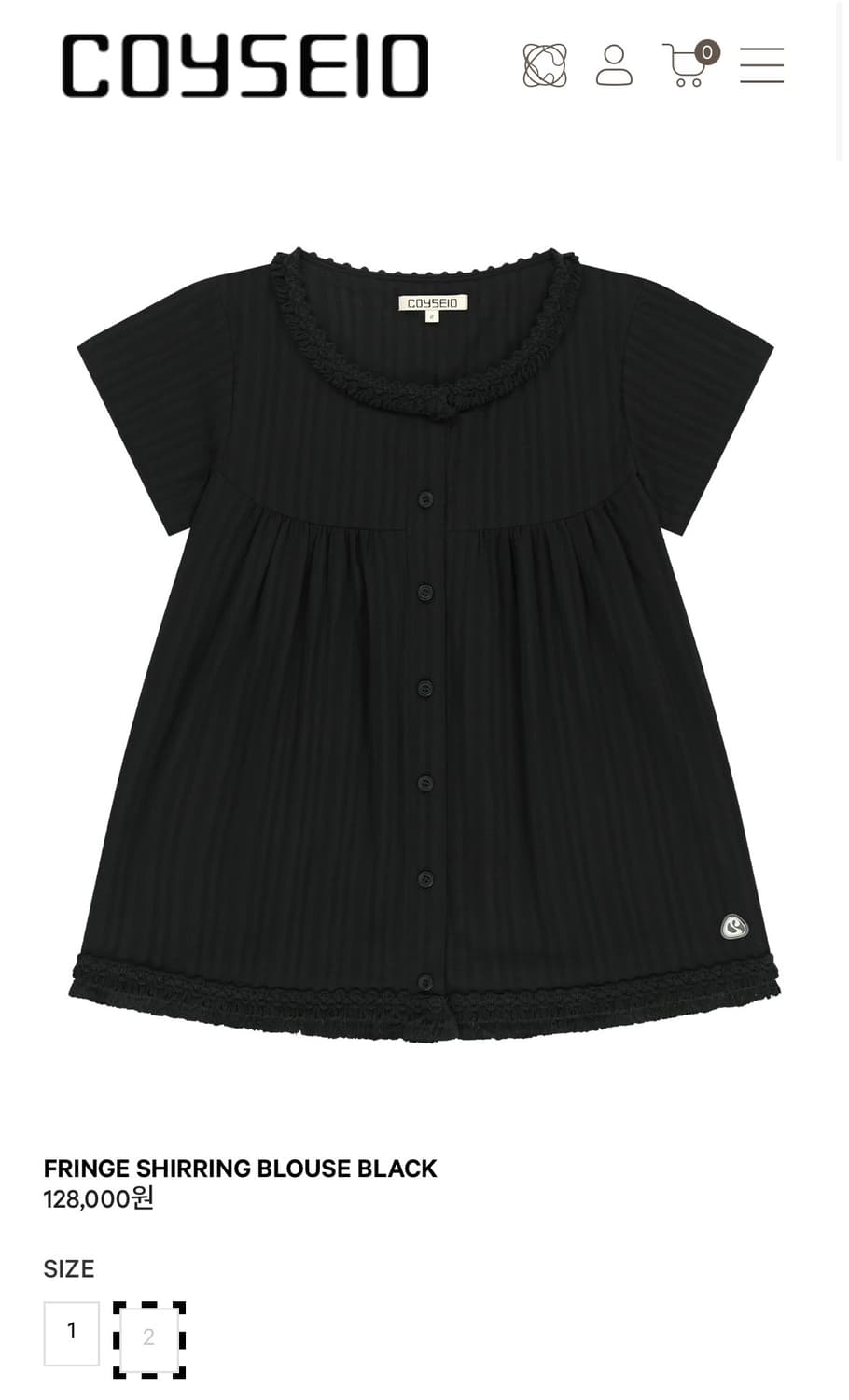 (삽니다) FRINGE SHIRRING BLOUSE BLACK 2사이즈 상품이미지1