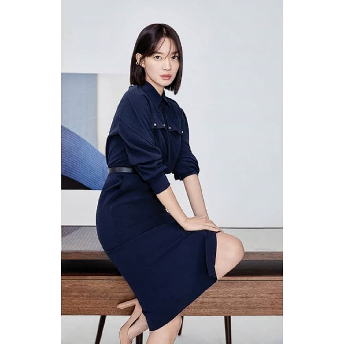 미샤 셋업 스타일 슬릿 원피스 (NAVY) 상품이미지2