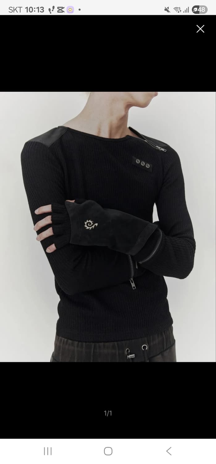 (S)(블랙) Detachable Zipper Leather Top 상품이미지1