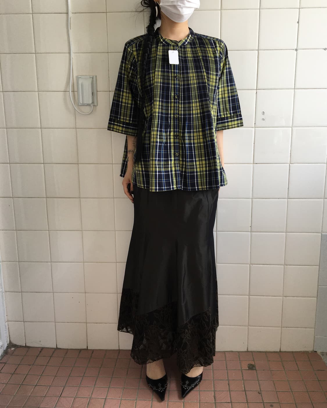 Check pattern pleats blouse 상품이미지6