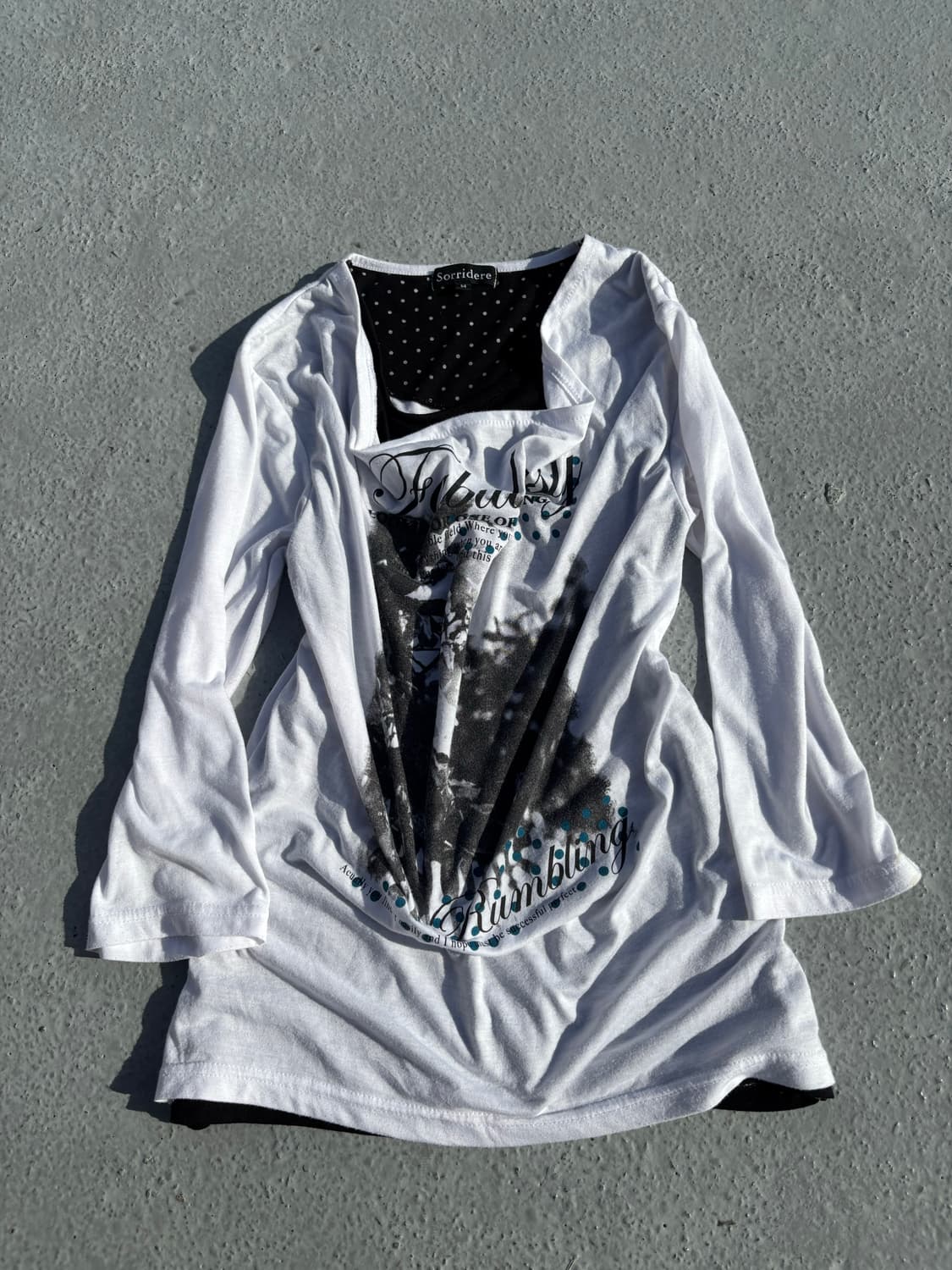 “Sorridere”Y2K Print Layered Sleeve 상품이미지1