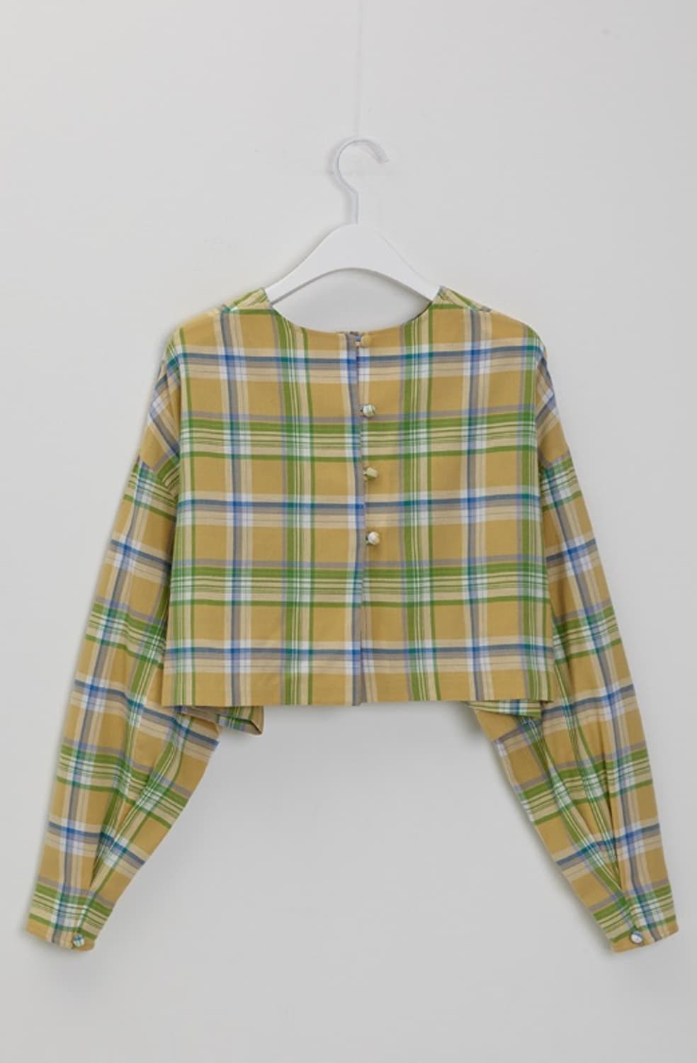 오버듀플레어 옐로우체크 투피스 블라우스스커트 상품이미지5