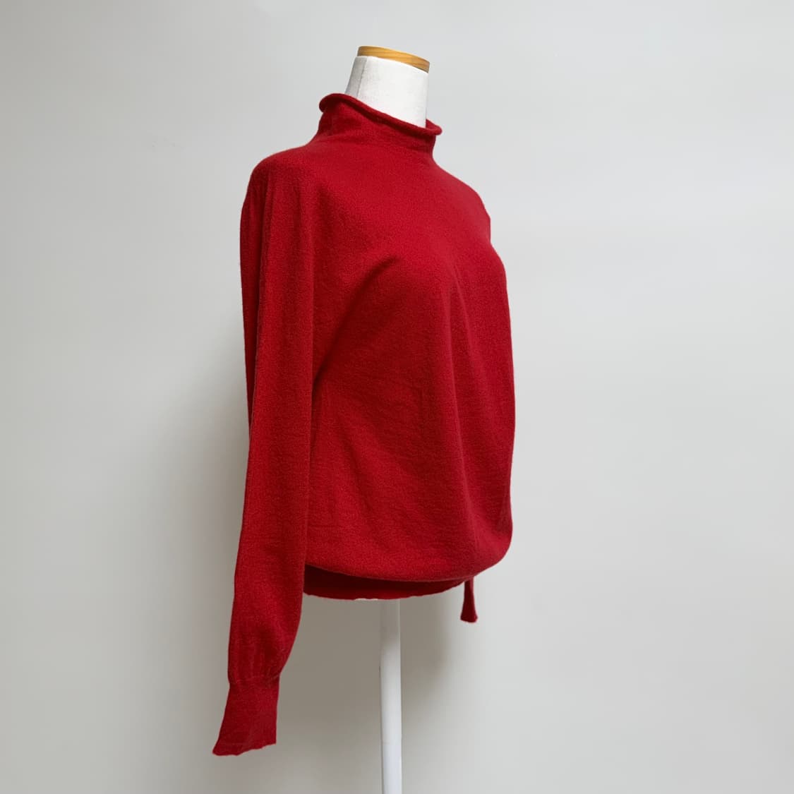 [울 80% 캐시미어 20%] 레드 하프넥 긴팔 니트 상품이미지2