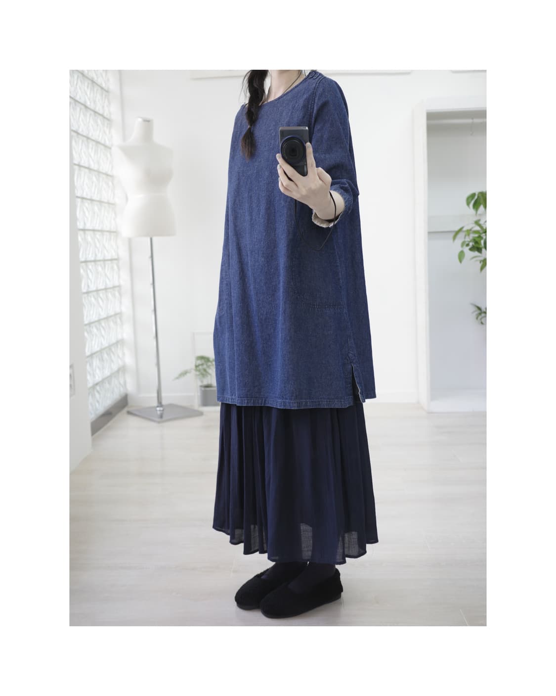 Denim button one-piece 상품이미지4