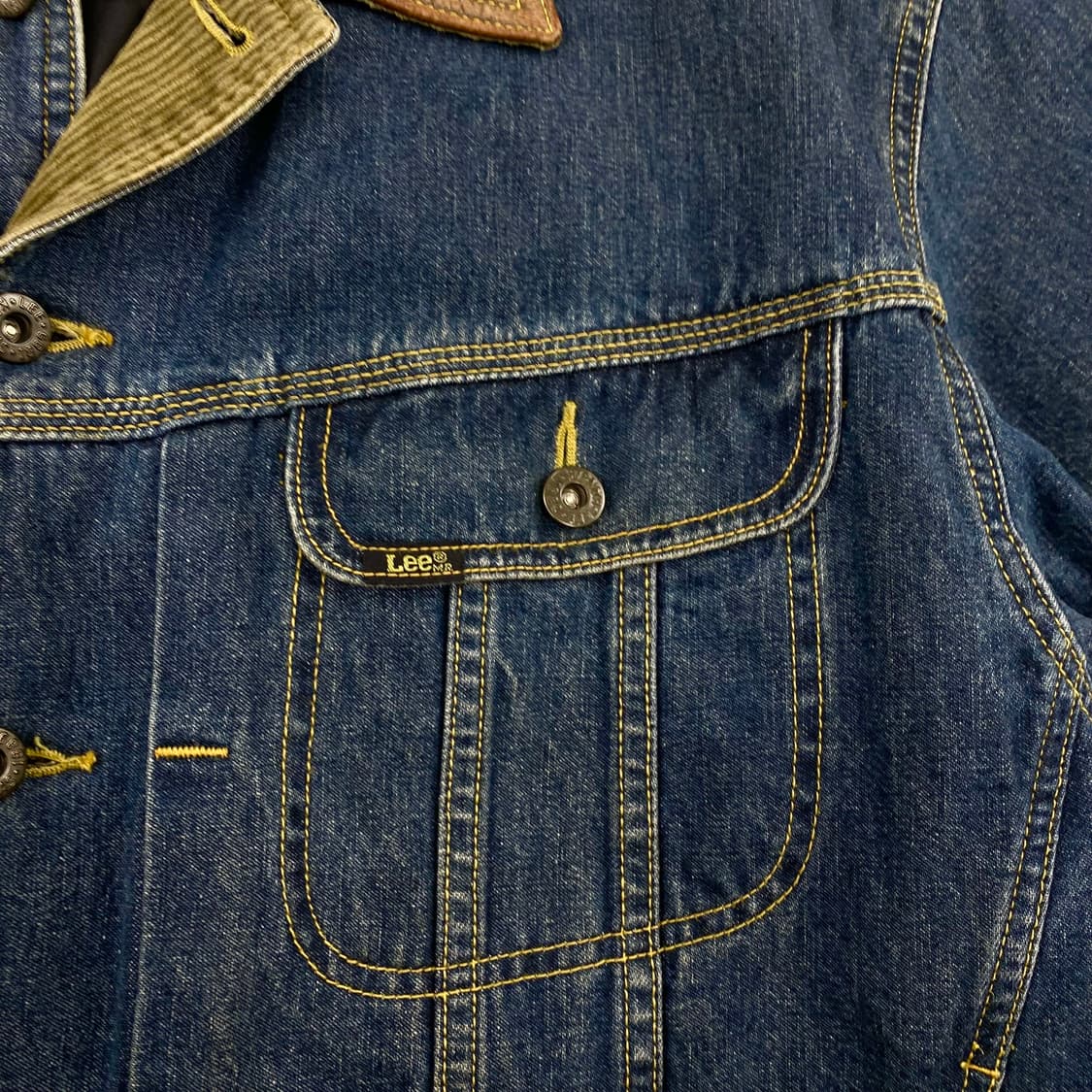 90s Lee 레더 카라 데님 트러커 자켓 (100) 상품이미지4