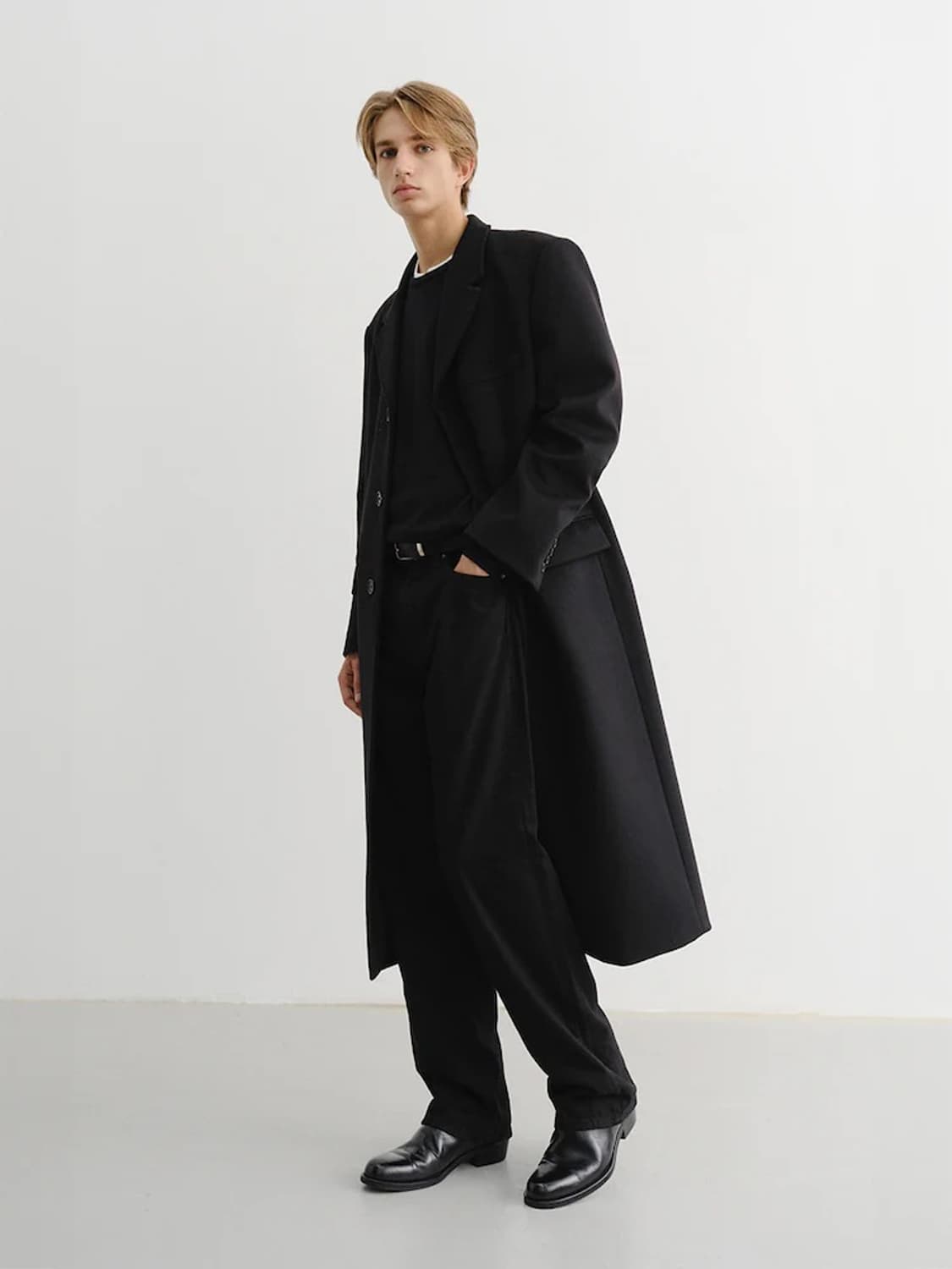 (택보유, 1회착용)던스트 유니섹스2WAY3BUTTON캐시미어 코트L 상품이미지3