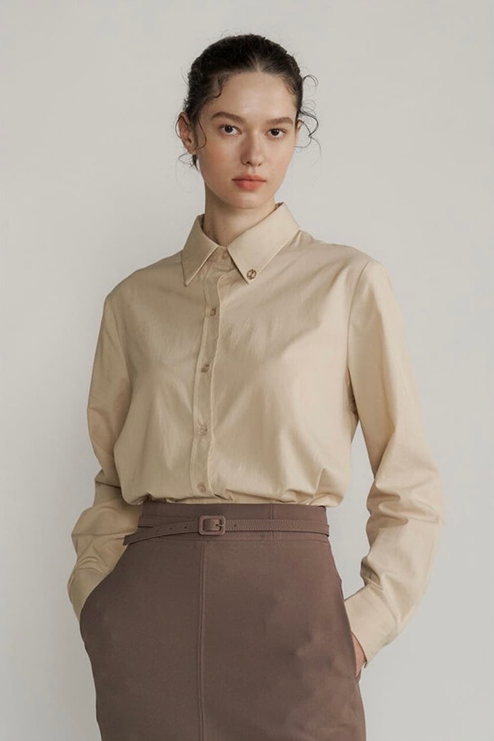 새상품 ) 루시르주 원오프숄더 니트 세트 (브라운) 상품이미지5