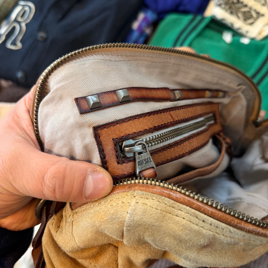 디젤 리얼 레더 스웨이드 토트백 숄더백 상품이미지6