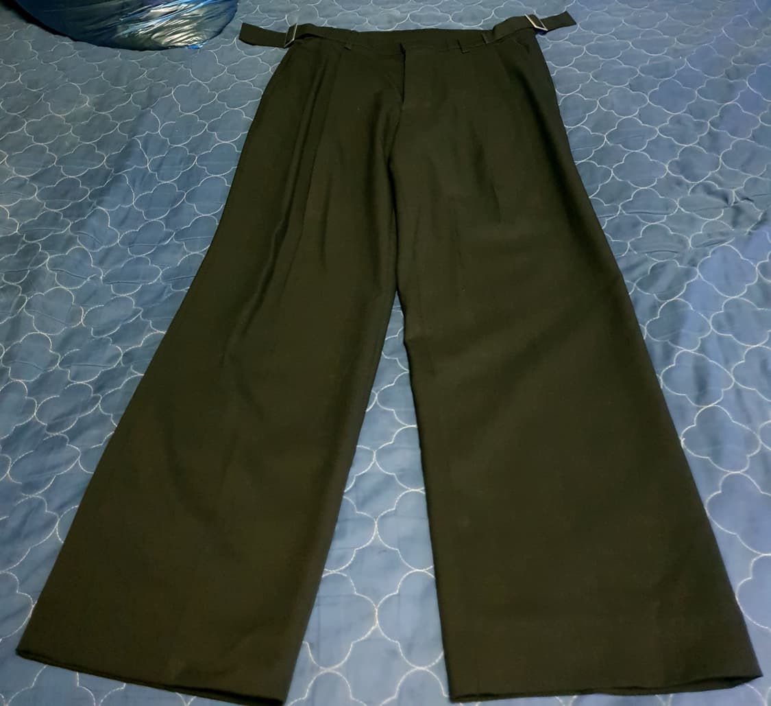 MIDDLE 투턱 사이드벨트 와이드 슬랙스 블랙 (M) 상품이미지1