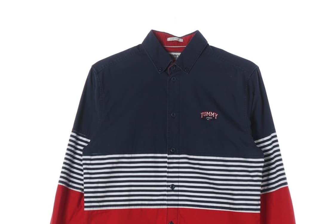 타미진스 삼색 배색 스트라이프 긴팔 셔츠 S 상품이미지3