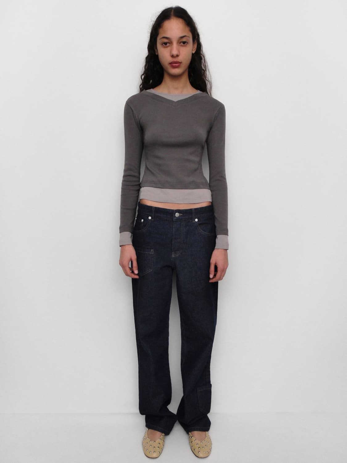 [S,M]기마구아스 Samm 레이어드 티셔츠/그레이 상품이미지3