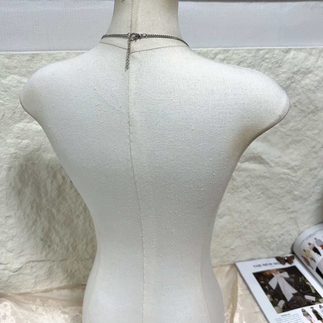 빈티지 망사 플라워 진주 리본 새 쿠바체인 목걸이 상품이미지3