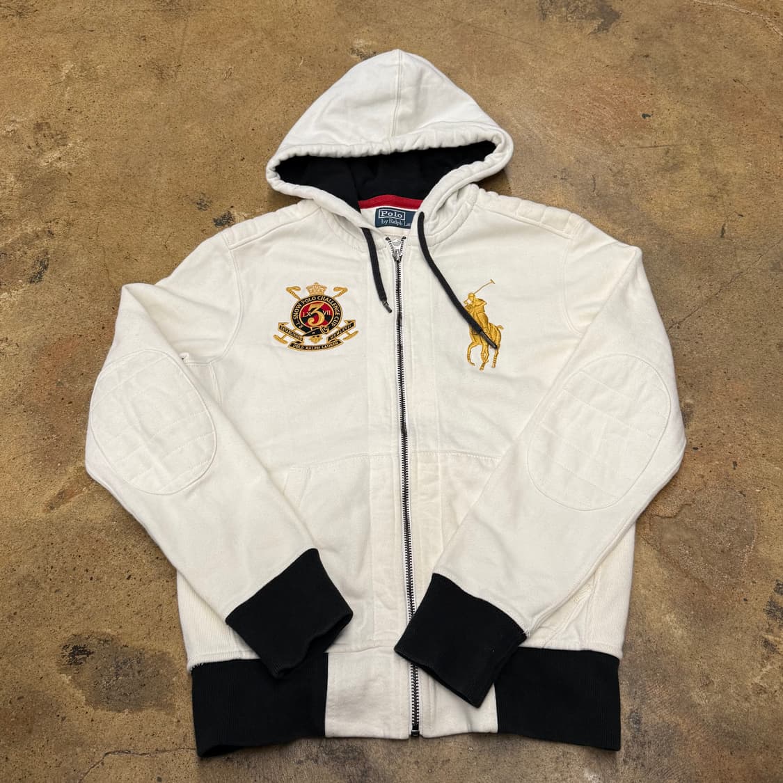 폴로 랄프로렌 화이트 골드 흰골 빅포니 후드집업 상품이미지3