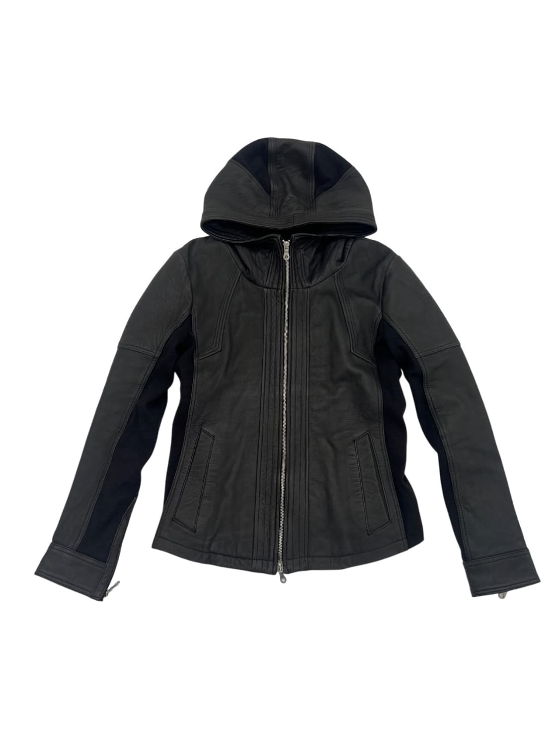 NO ID 레더 후드 3D 바이커 자켓 상품이미지1