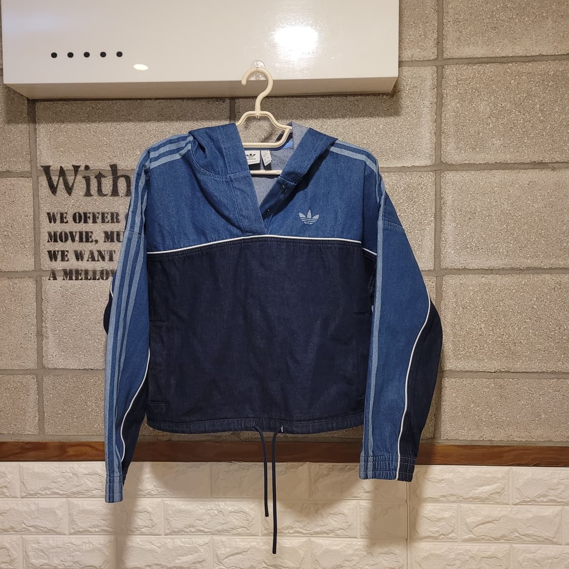 아디다스 우먼 크롭 데님 후드 S 상품이미지1