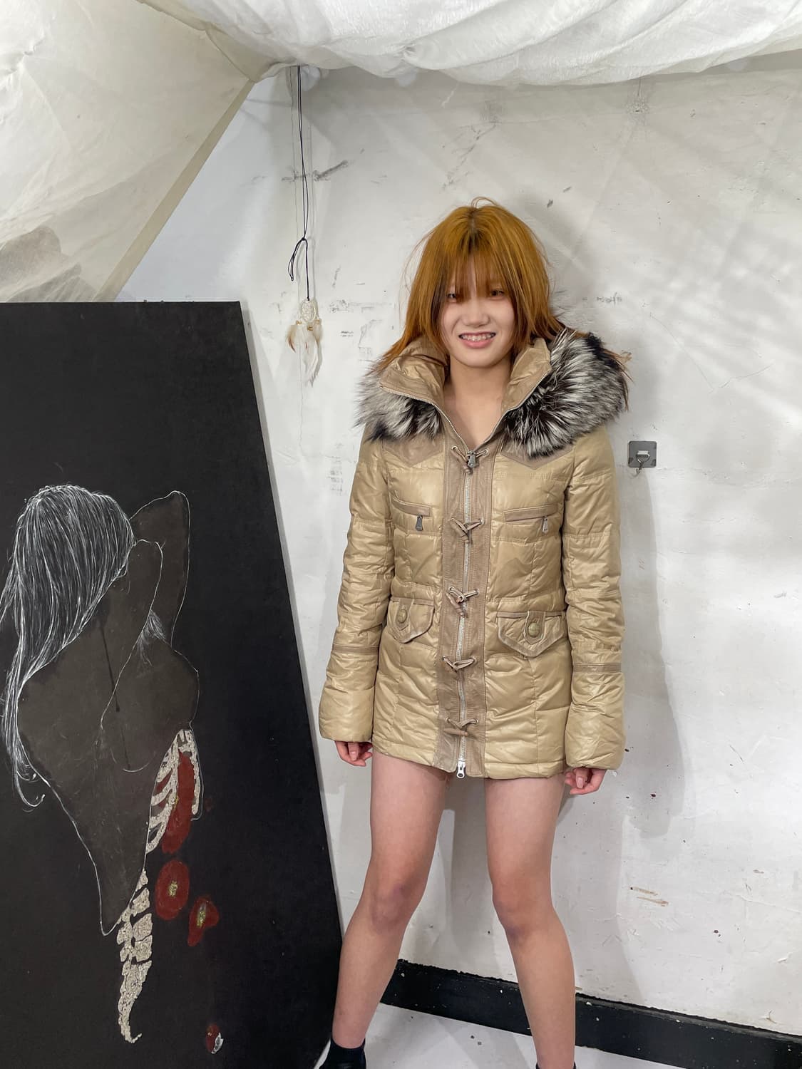 일본빈티지 울프죠 패딩 퍼 야상 자켓 퍼 후드 자켓 S. 상품이미지1