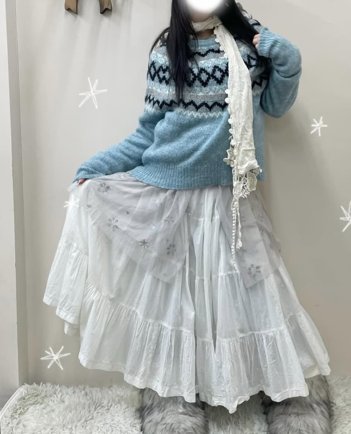 하늘색 코위찬스웨터니트셋 모리 상품이미지1