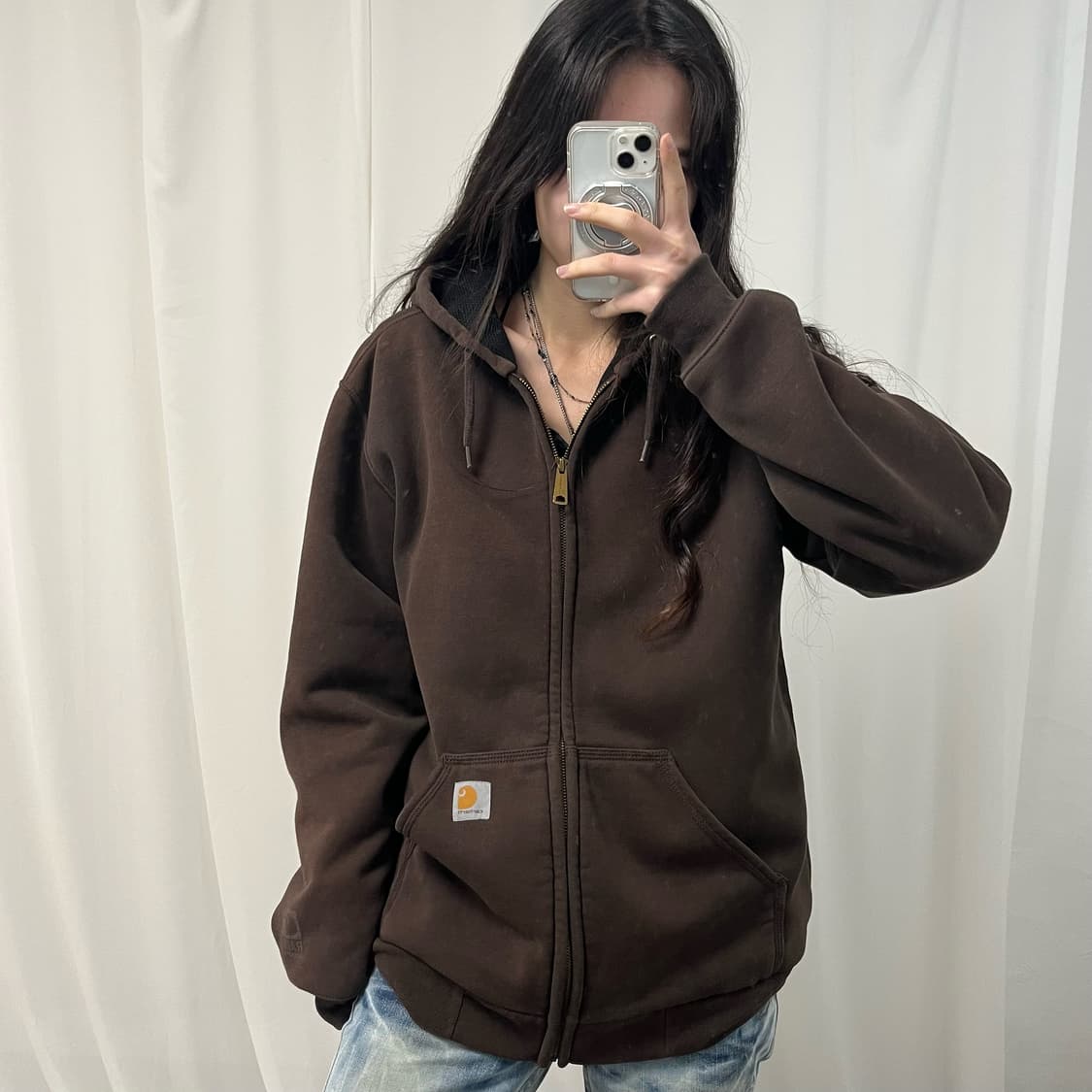 Carhartt Brown Thermal Hoodie Zip-up 상품이미지1
