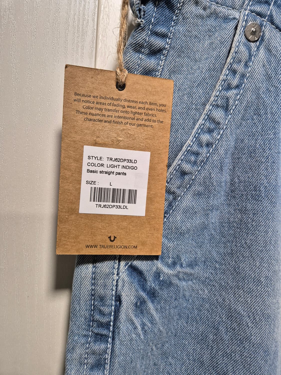 (타임세일)(새상품)트루릴리젼 워싱 연청 데님 팬츠L 상품이미지4