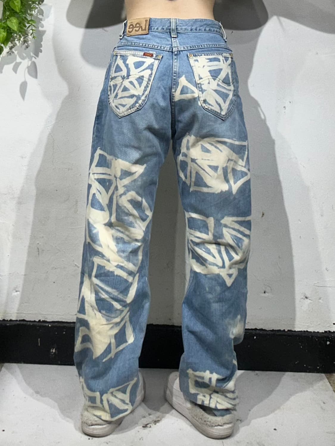 리 그래피티 프린팅 와이드 연청 데님 팬츠 청바지  상품이미지3