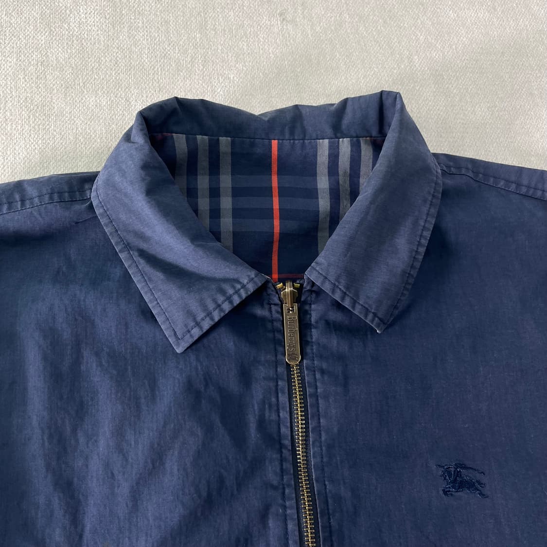 100 버버리 90s 노바체크 리버시블 블루종 자켓  상품이미지4
