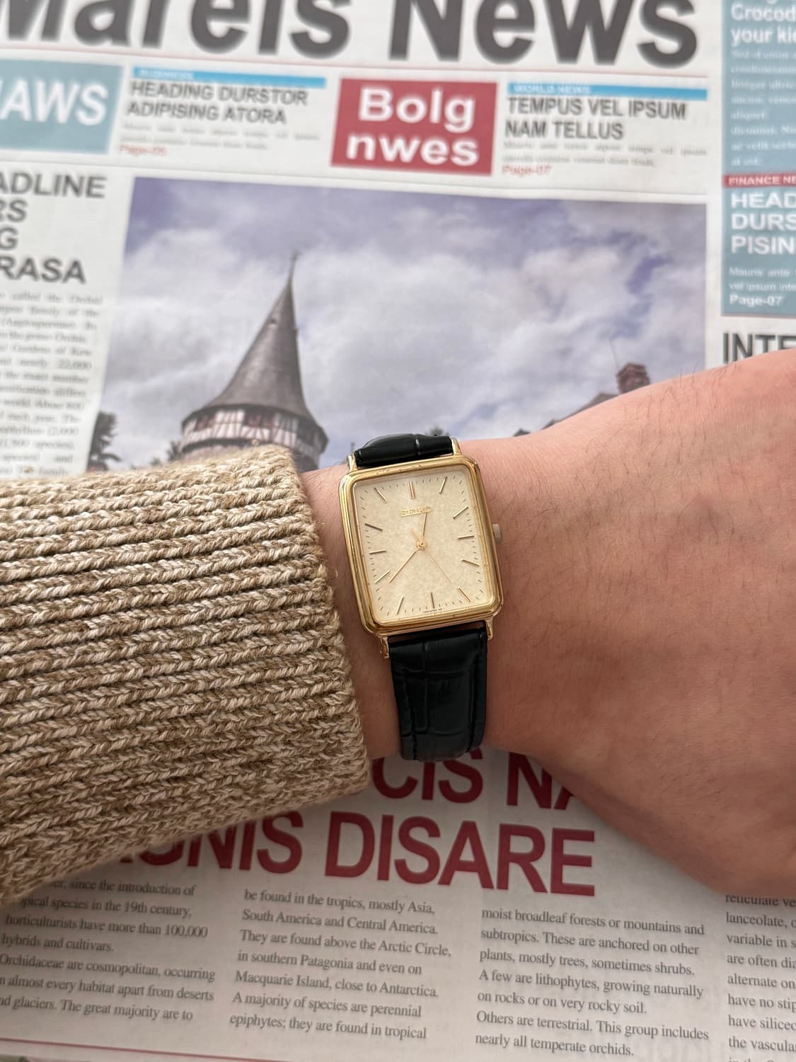 세이코 Seiko 샴페인 골드 다이얼 스퀘어 쿼츠 상품이미지5