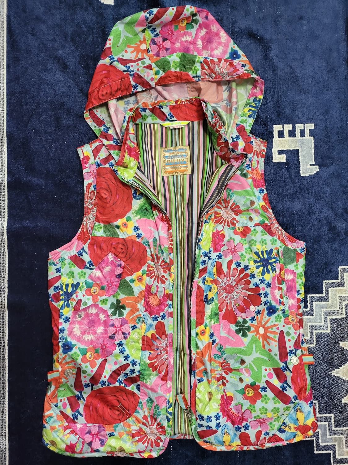 오일릴리 정품 플라워 패턴 후드 패딩 조끼 상품이미지1