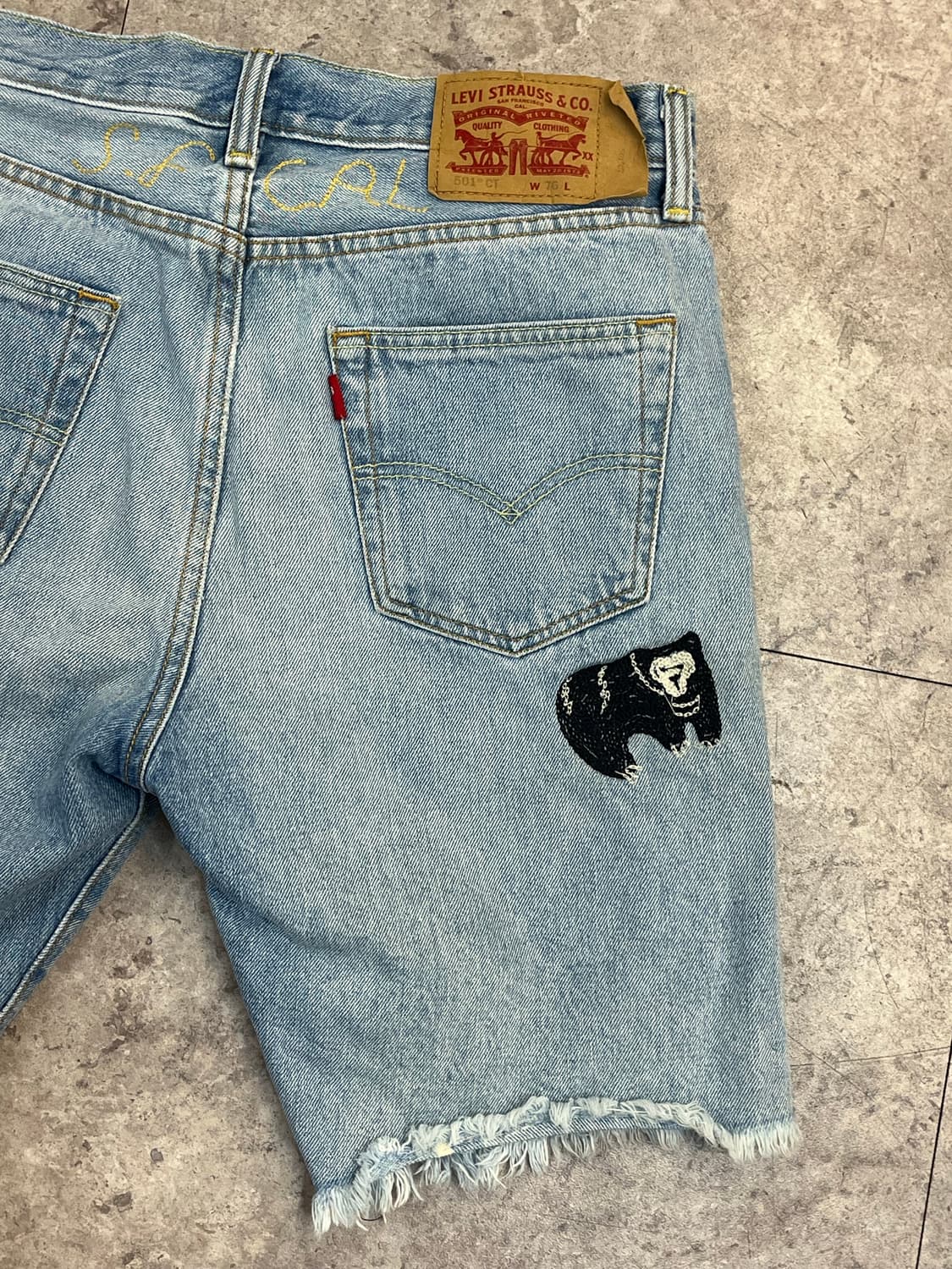 리바이스 501 CT 자수 하프 데님 팬츠 W76  #csz3569 상품이미지8