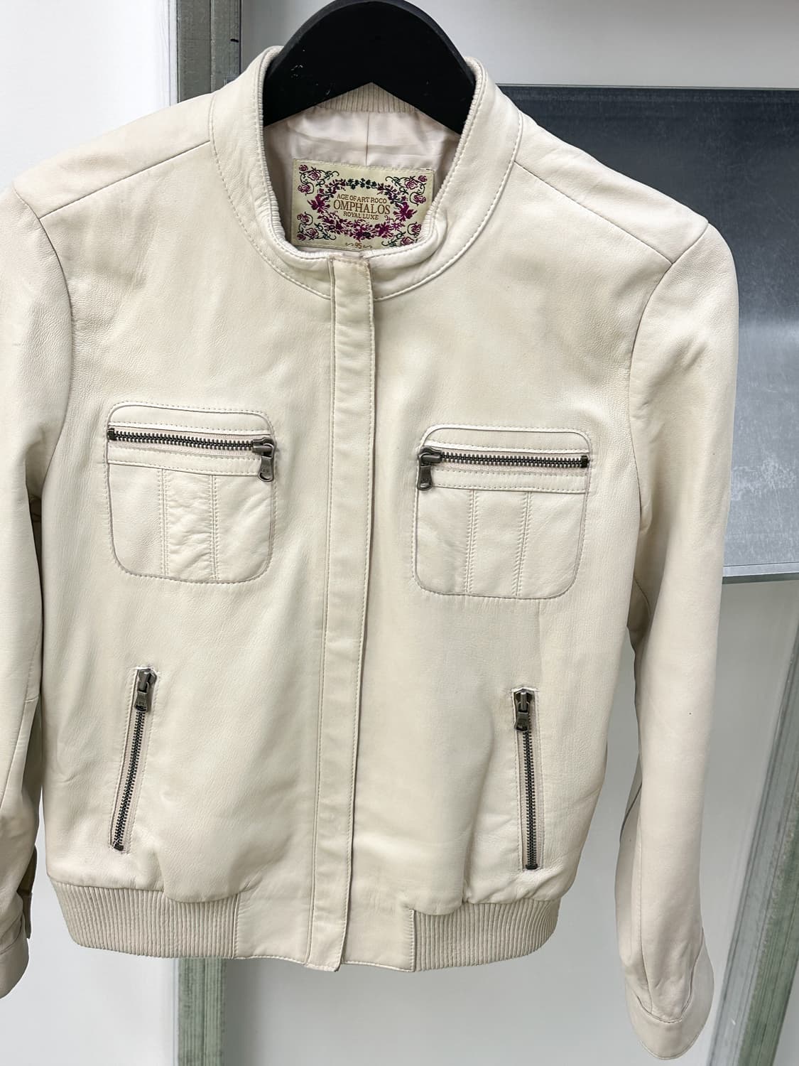 ivory lamb leather zip jacket 상품이미지5