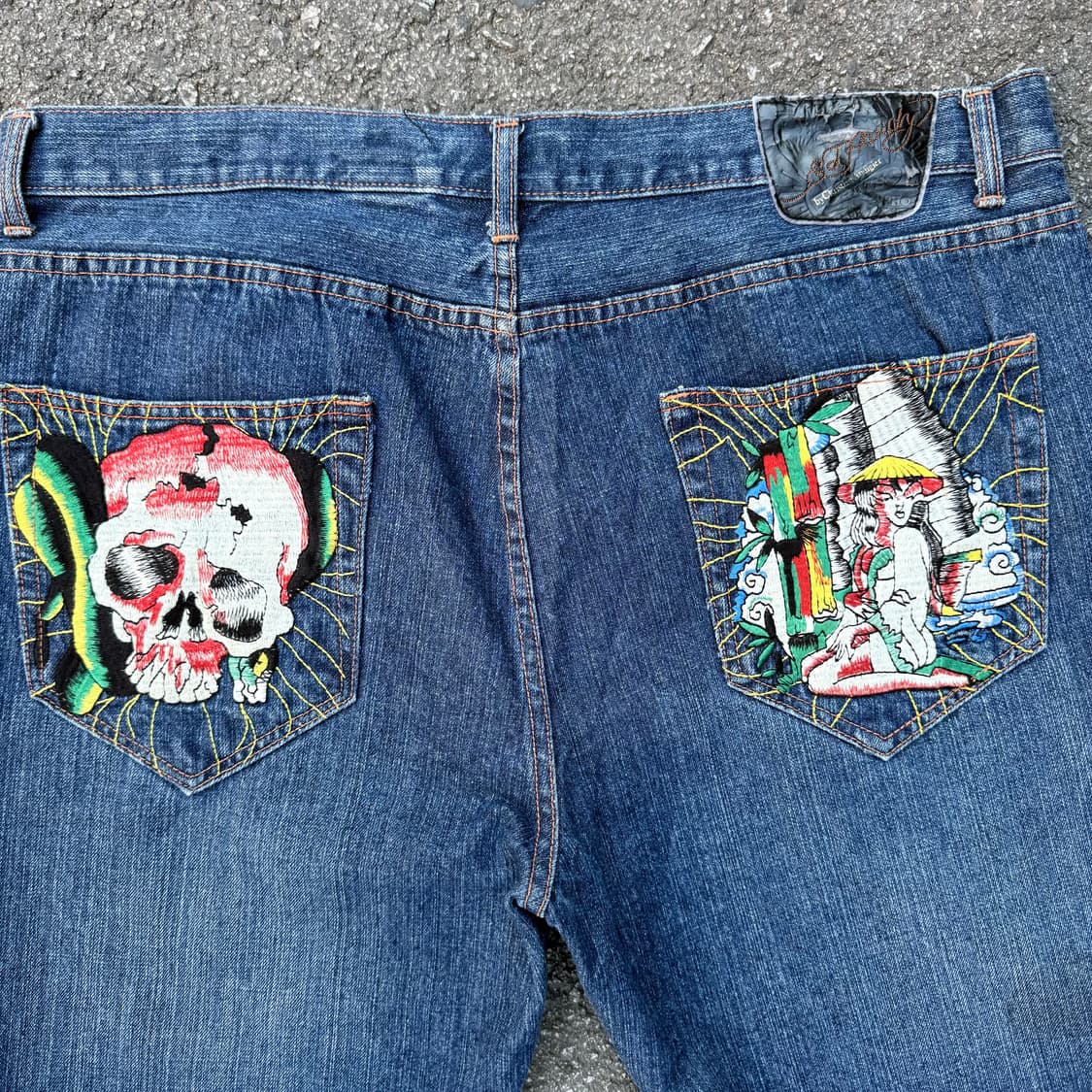 에드하디 스컬 자수 데님 팬츠 상품이미지1