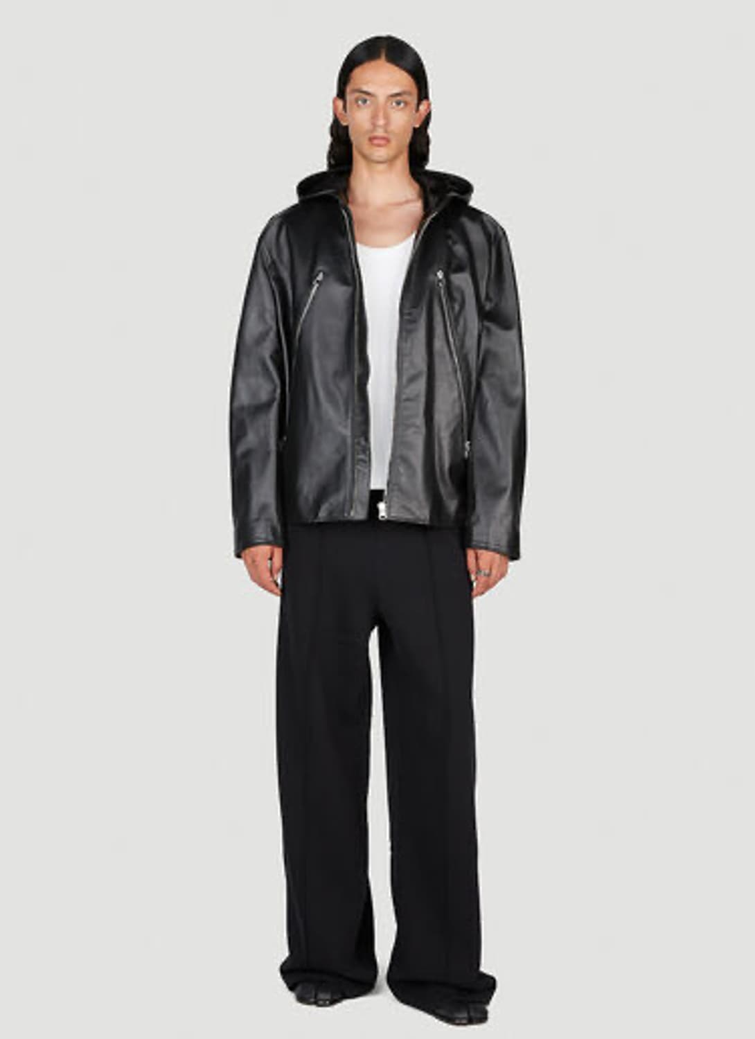 Mm6 후드 레더 자켓 s 상품이미지1