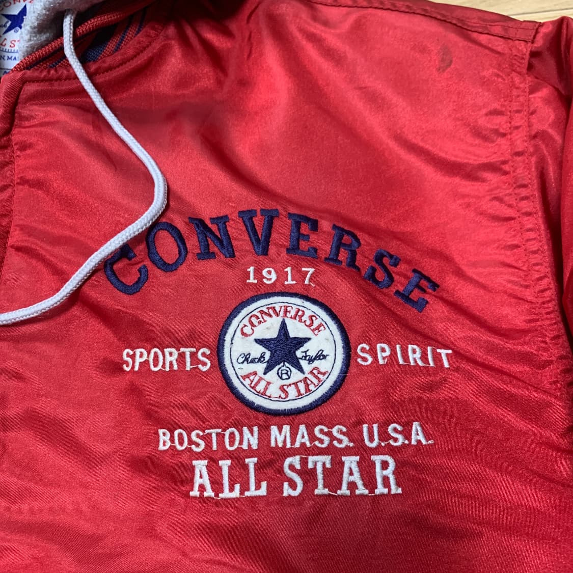 M)Converse 컨버스 백로고 자수 탈부착 후드 봄버 스타디움 자켓 상품이미지5