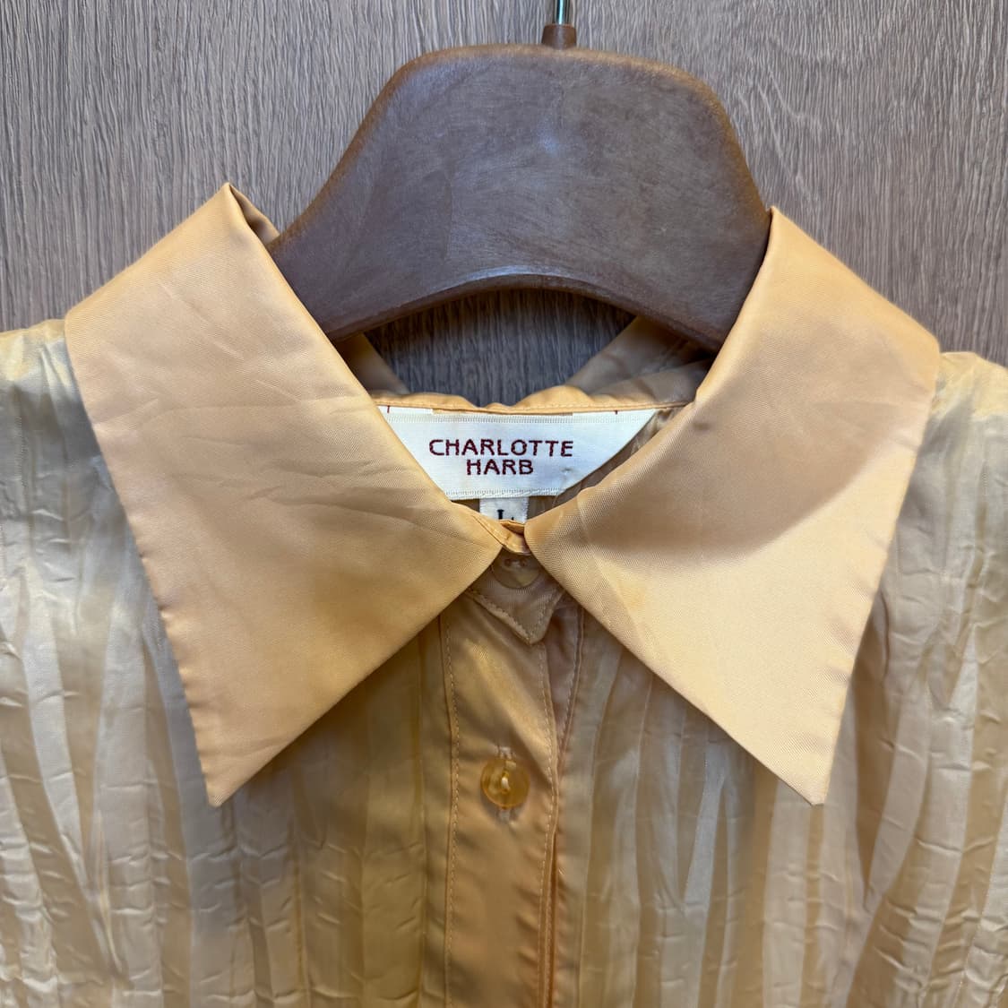 빈티지 롱슬리브 셔츠 크링클 플리츠 텍스처 디테일 루즈핏 오렌지 상품이미지5