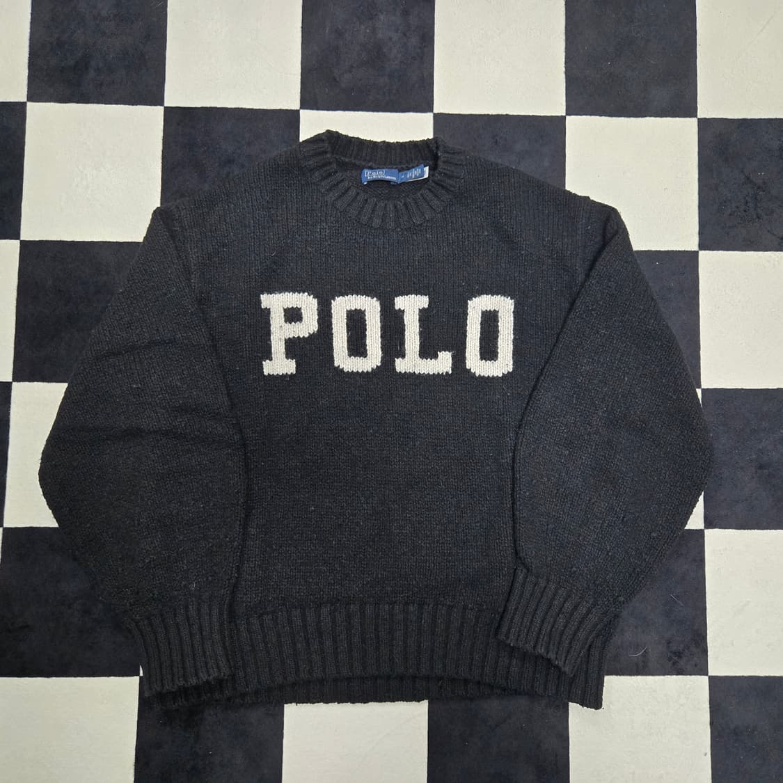 M 폴로랄프로렌 로고 크루넥 스웨터 블랙 상품이미지1